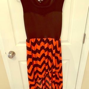 VIBE two toned red/blk dress with chevron print